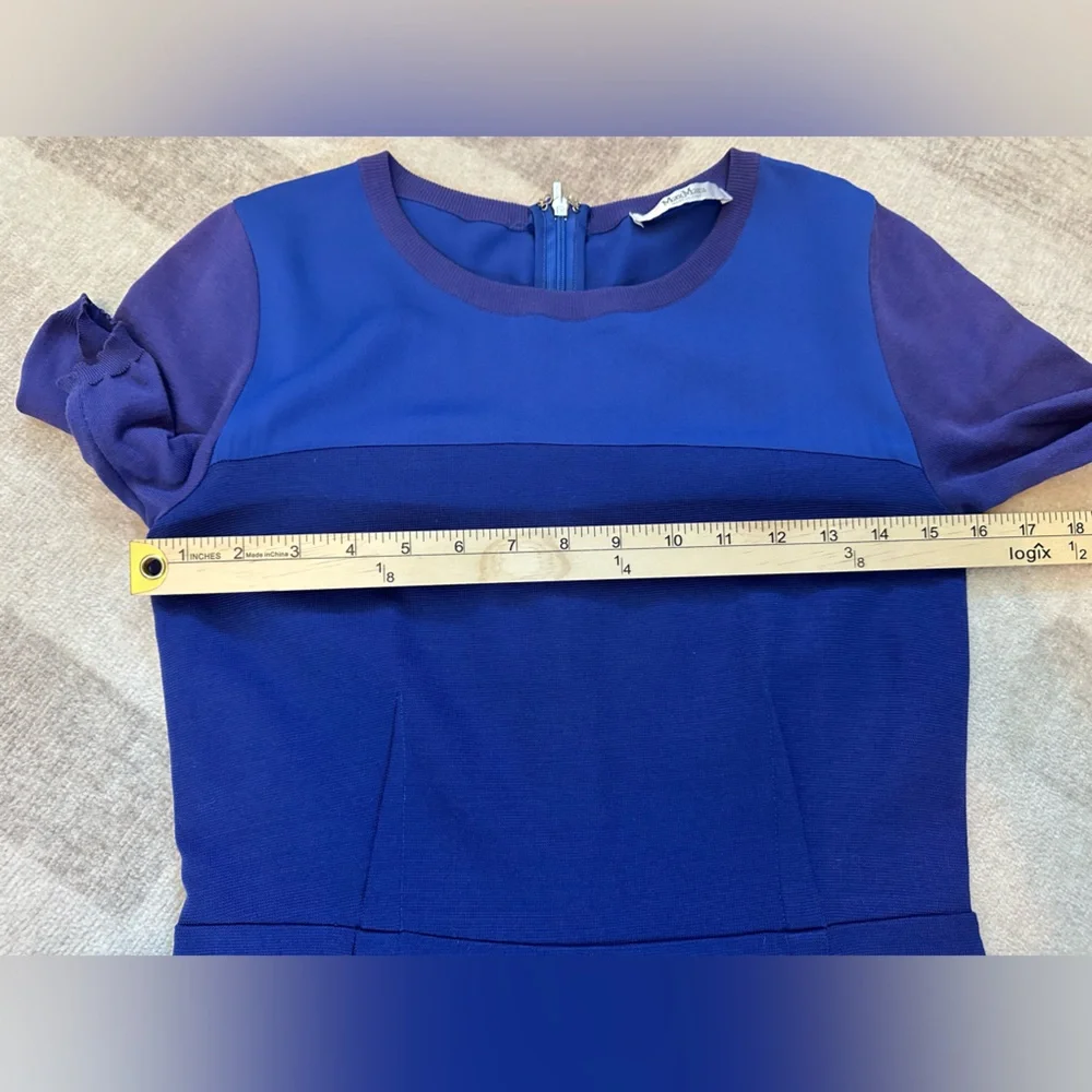 MaxMara Cobalt Blue Sheath Column Silk Blend Midi Dress (Size 40IT/6US)